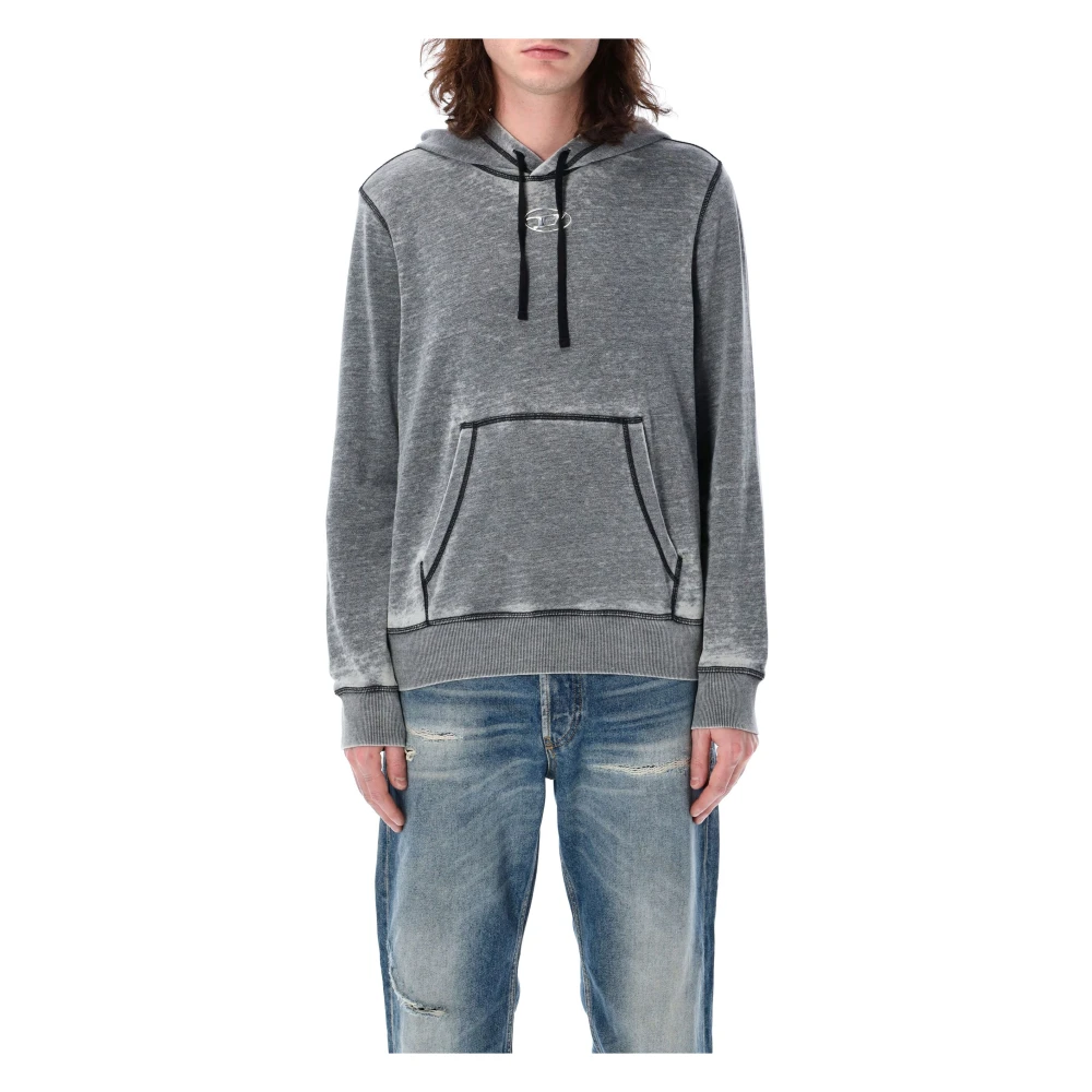 Diesel Grijze Gebreide Hoodie Ss25 Gray Heren
