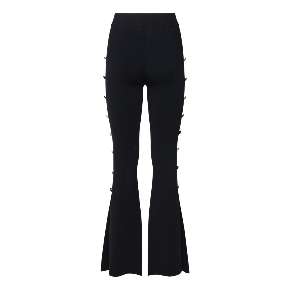 Versace Jeans Couture Zwarte Flared Broek Hoge Taille Rits Black Dames