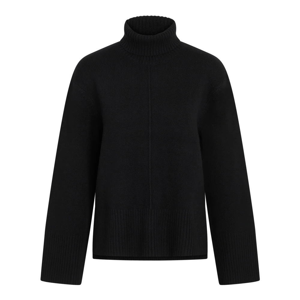 Heartmade Zwarte Kamo Gebreide Coltrui Blouse Black Dames