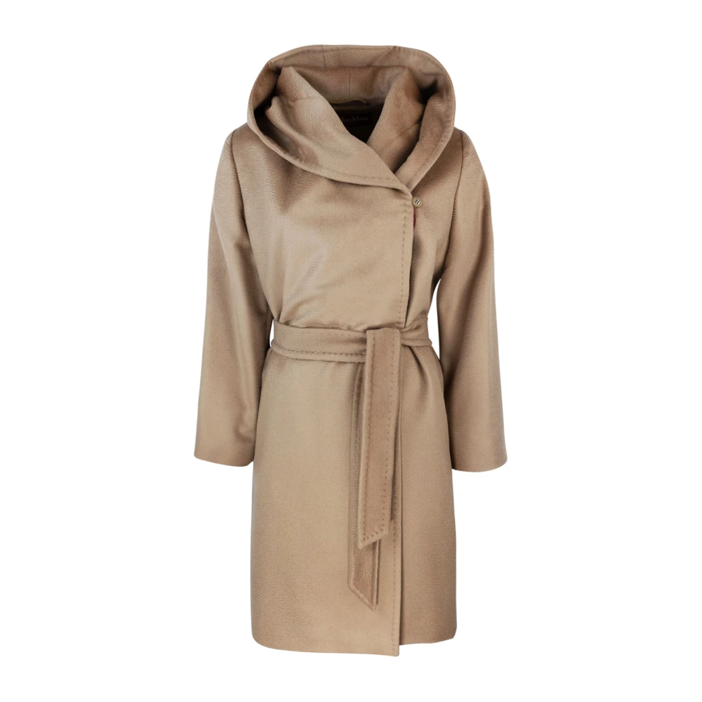Max Mara Studio Women's Brown Wool Coat - Belted Coats - M - Coats