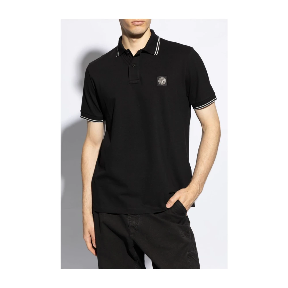 Stone Island Zwarte Polo T-shirts en Polos Black Heren