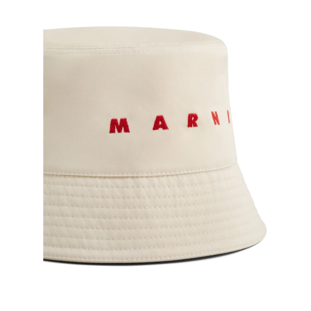 Marni Geborduurde emmerhoed in licht beige White Heren