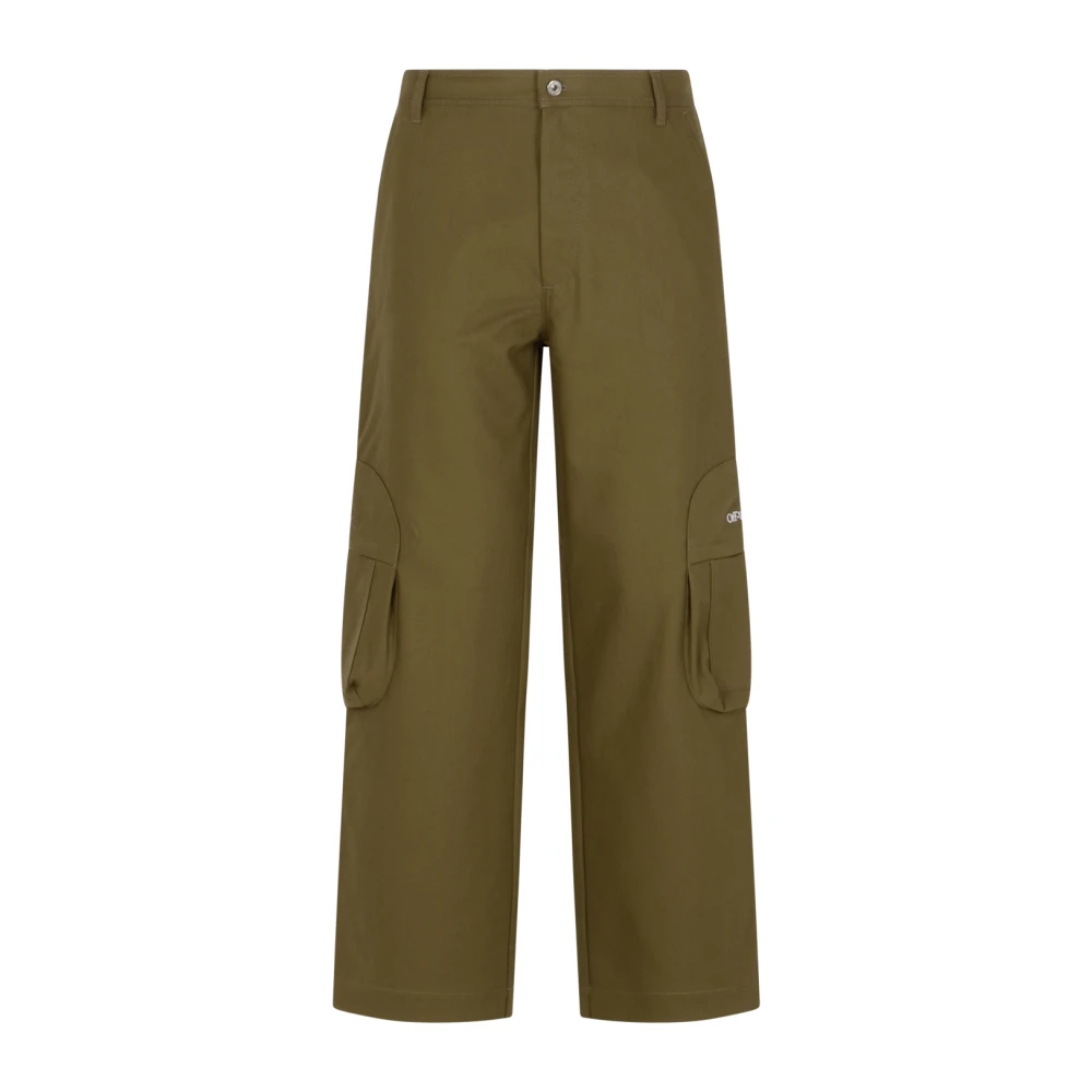 Off White Wide Trousers - Male - Wide Trousers - Green - S - Trousers