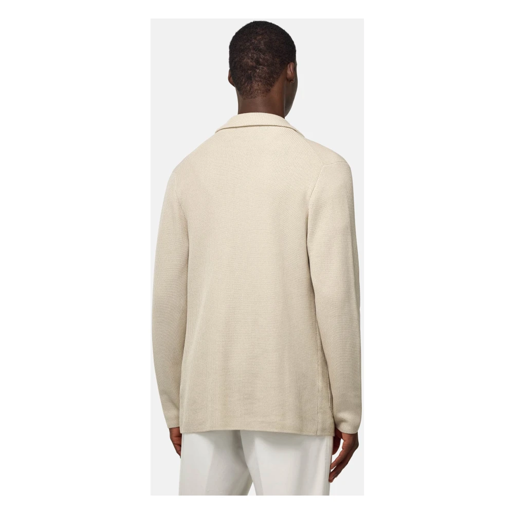 Boggi Milano Dubbelrijig gebreid jasje Beige Heren