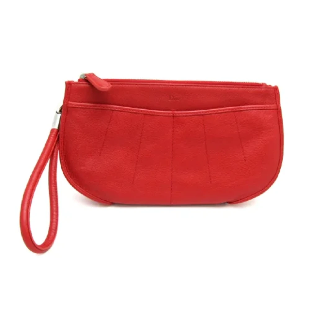 Dior Vintage Pre-owned Leather pouches Red Dames