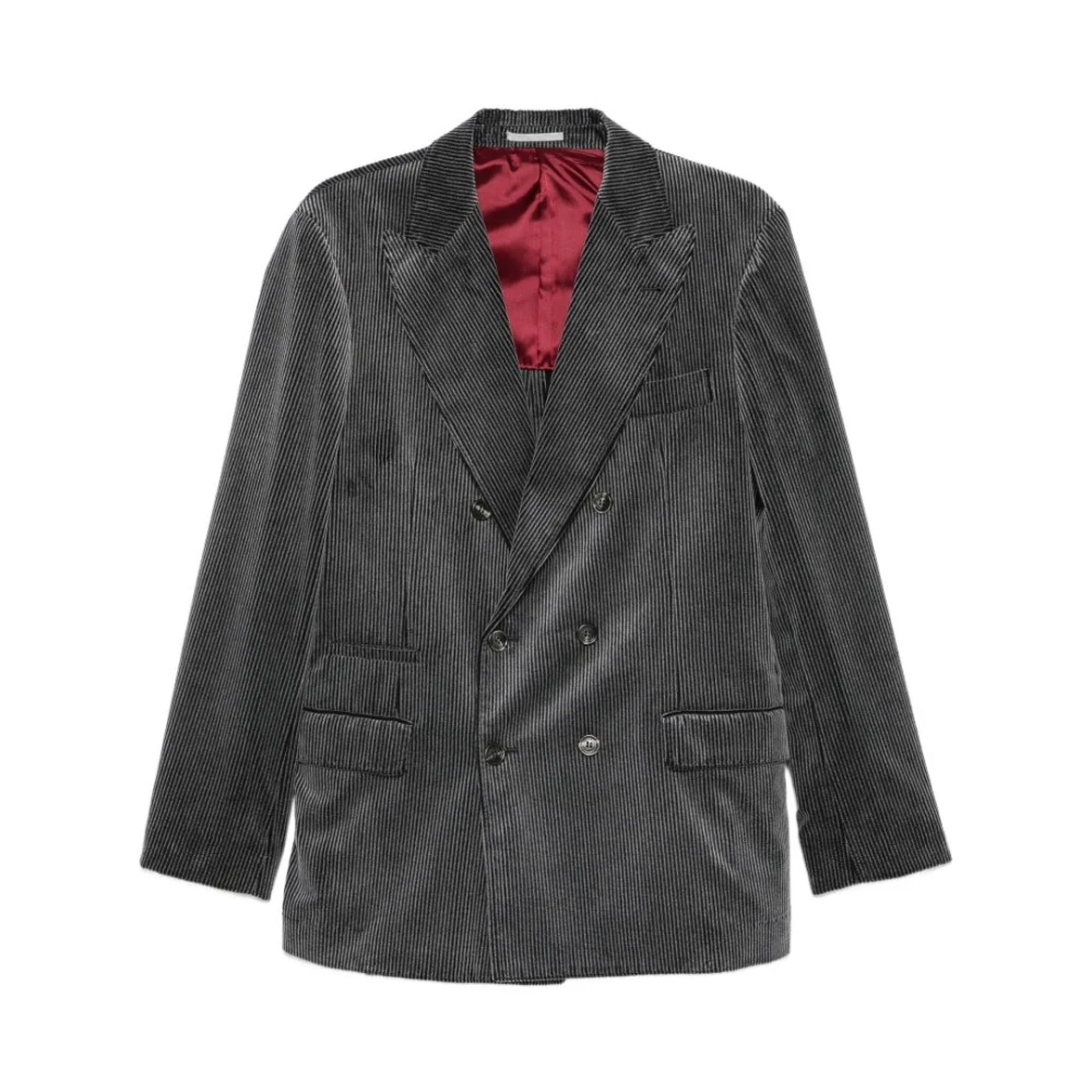 Brunello Cucinelli Mv4507bpd C022 Double-Breasted Jacket - Male - Blazers - Gray - M - Suits