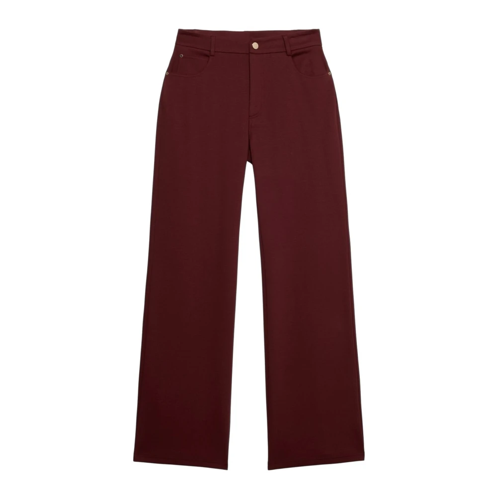 Oltre Femme Rouge Pantalons, Taille: 38 Fr Cotton Blend Palazzo Pants