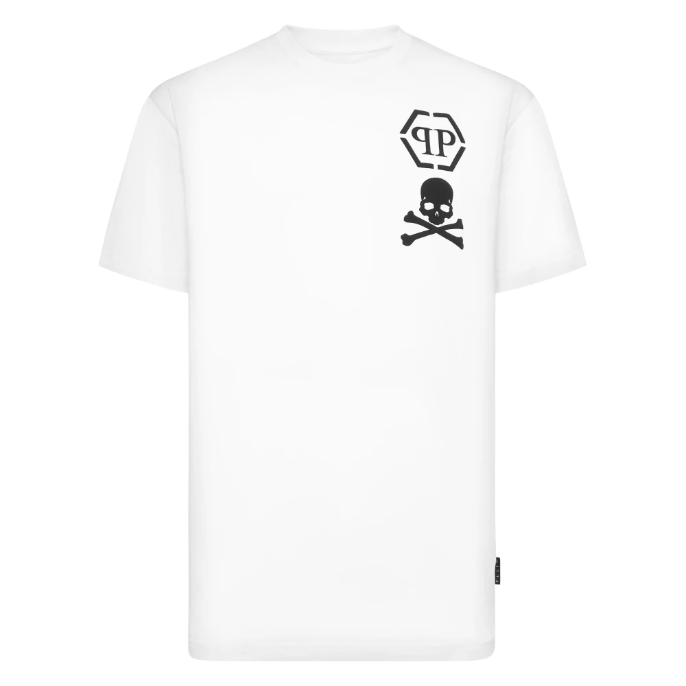 Philipp Plein Herr Vit Toppar 2XL, Bomull, T-Shirt V-Neck Skull&Bones