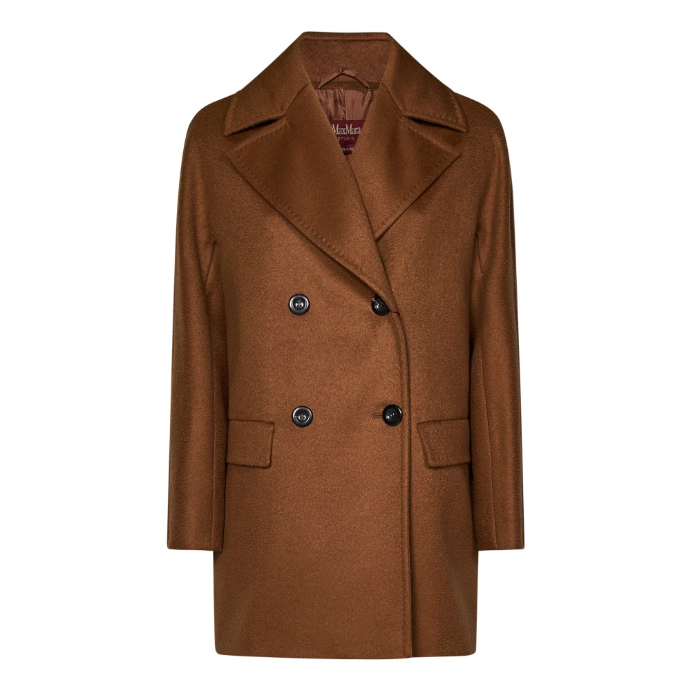 Max Mara Bruine Kasjmier Kimono Mouw Jas Brown Dames