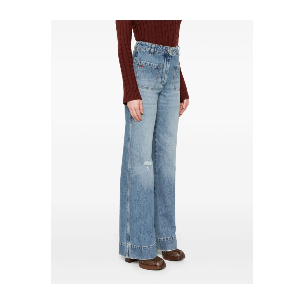 Victoria Beckham Blauwe Denim Wide Leg Jeans Blue Dames