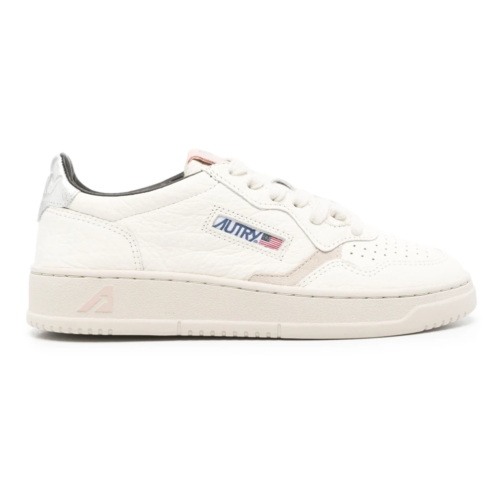 Autry Låg Topp Mocka Sneakers Front Lace Stängning White, Dam