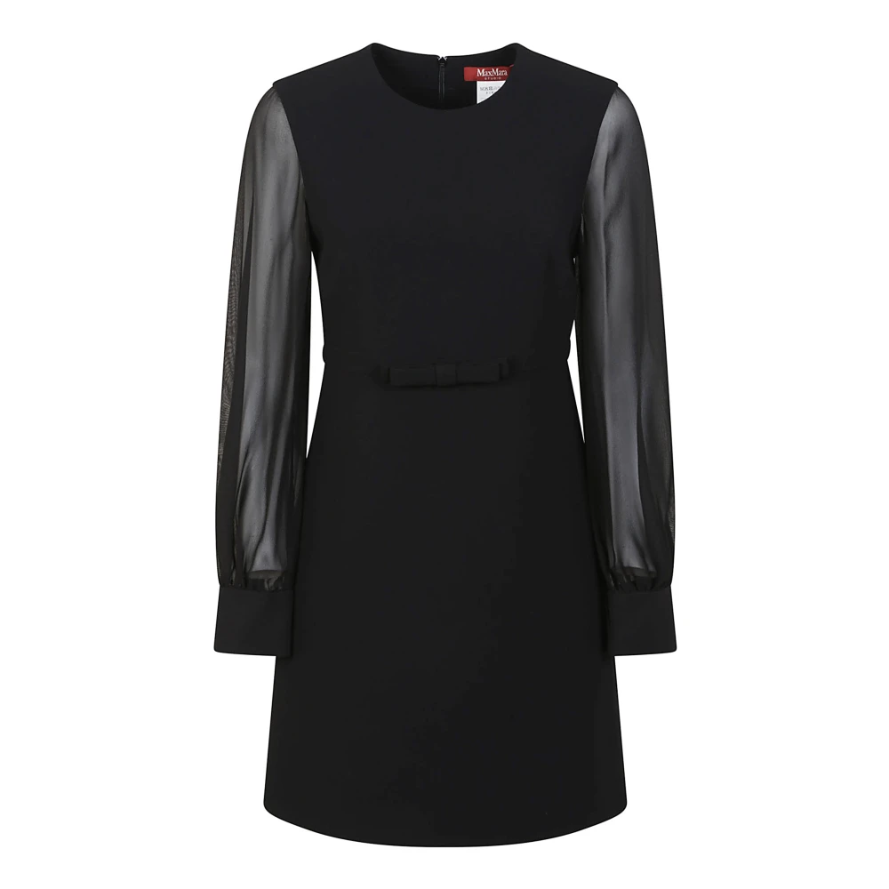 Max Mara Studio Svart sidenklänning med georgette ärmar Black, Dam