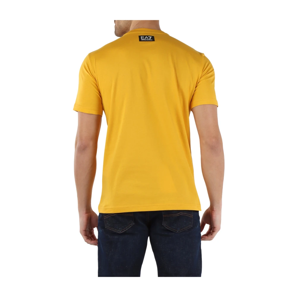 Emporio Armani EA7 Katoenen Logo T-shirt Yellow Heren