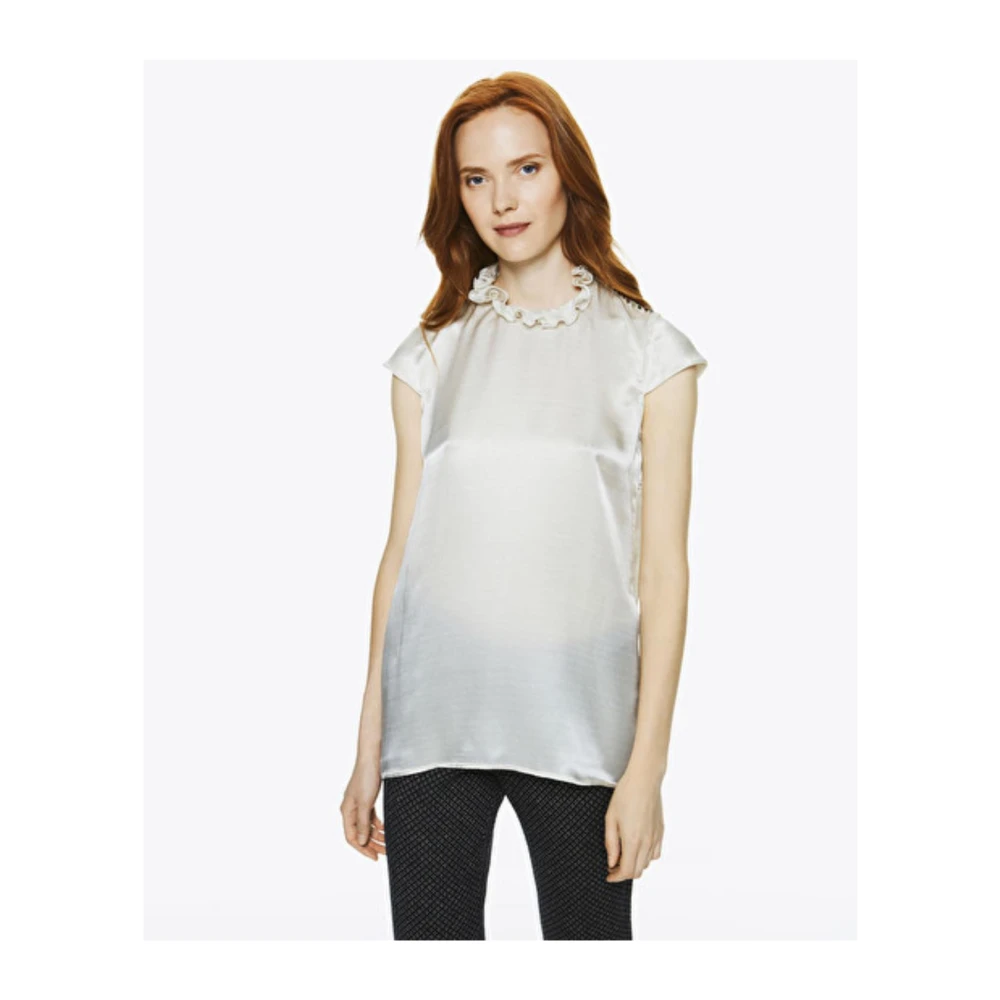 Manila Grace Elegante Logo Print Blouse White Dames