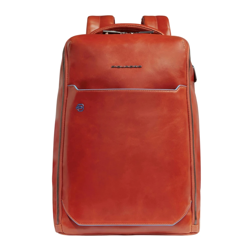 Piquadro Mannelijk Rood Tassen Heren, One Size, Leer, Laptop En I Pad Rugzak Met Rfid Bescherming