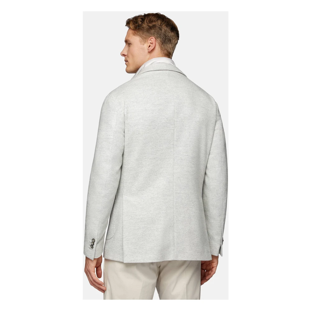 Boggi Milano Diagonal Wool Blazer met Afneembare Bijzet Blue Heren