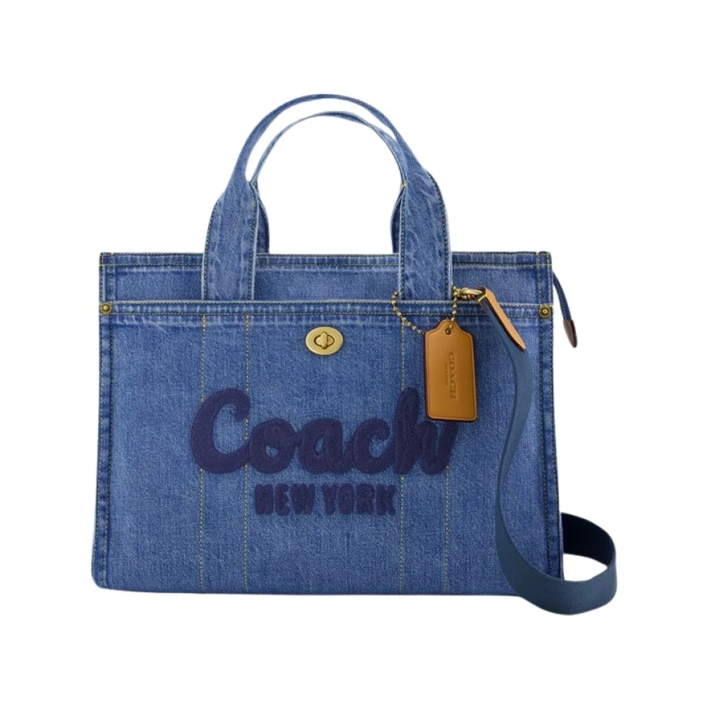 Coach Blå Canvas Tote Shopper Väska Blue, Dam