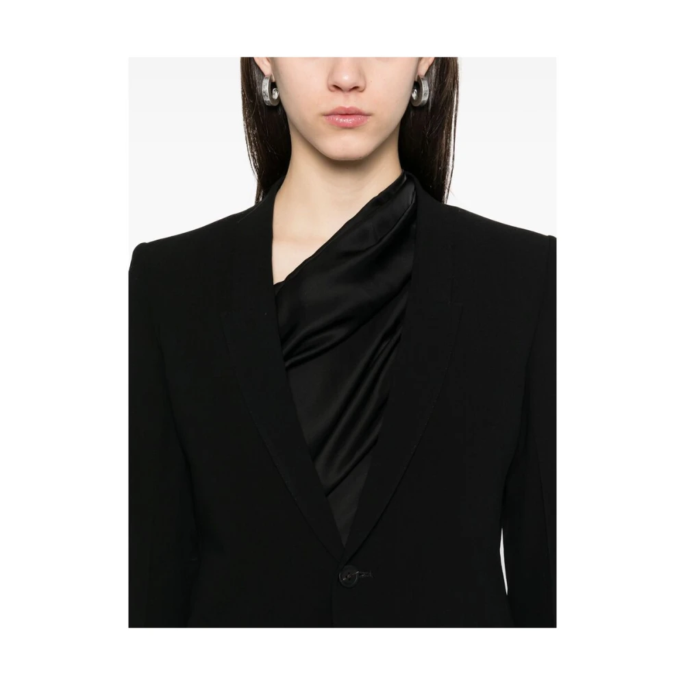 Rick Owens Zwarte Jas met Knopen en Klepzakken Black Dames