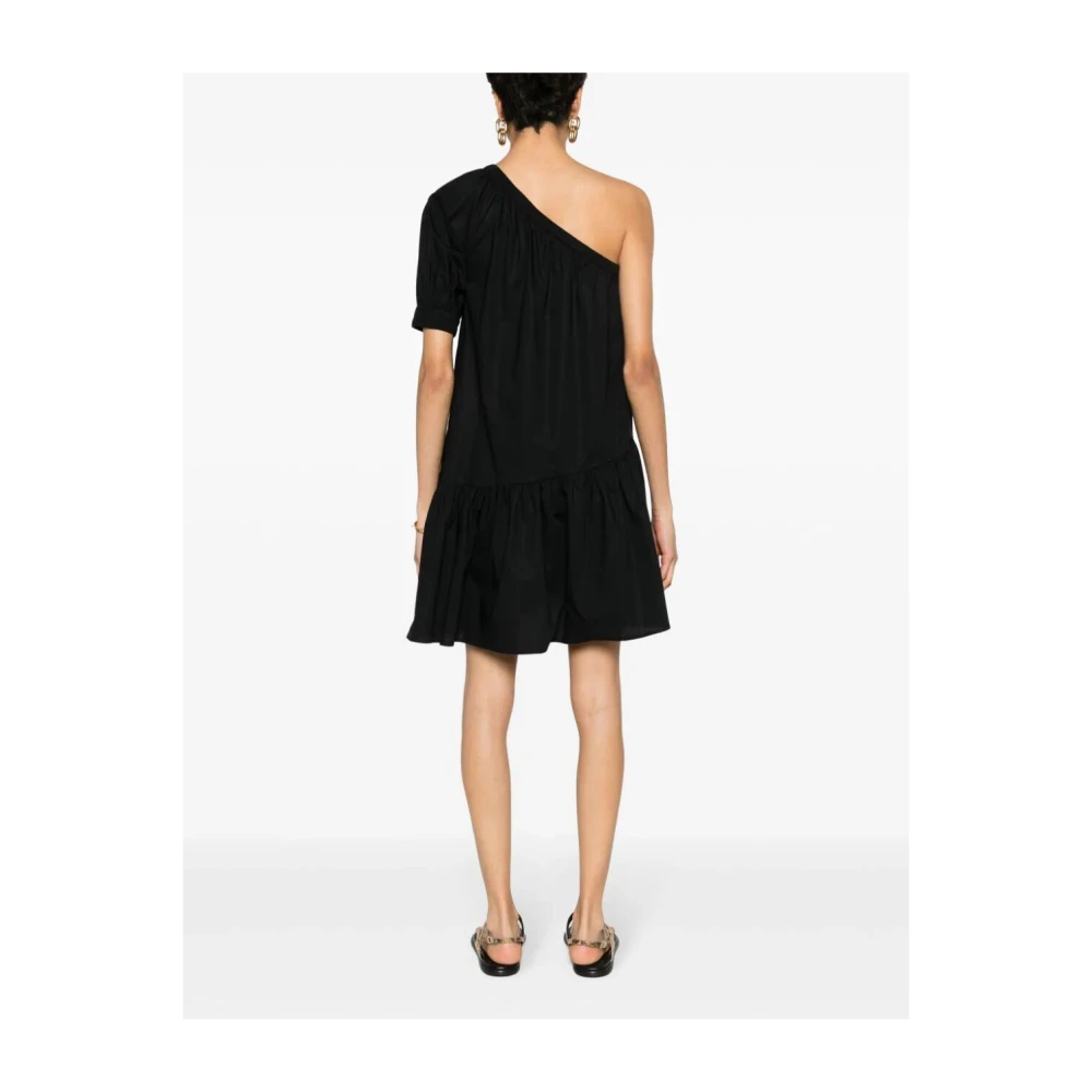 Twinset Elegant One-Shoulder Short Dress Black Dames