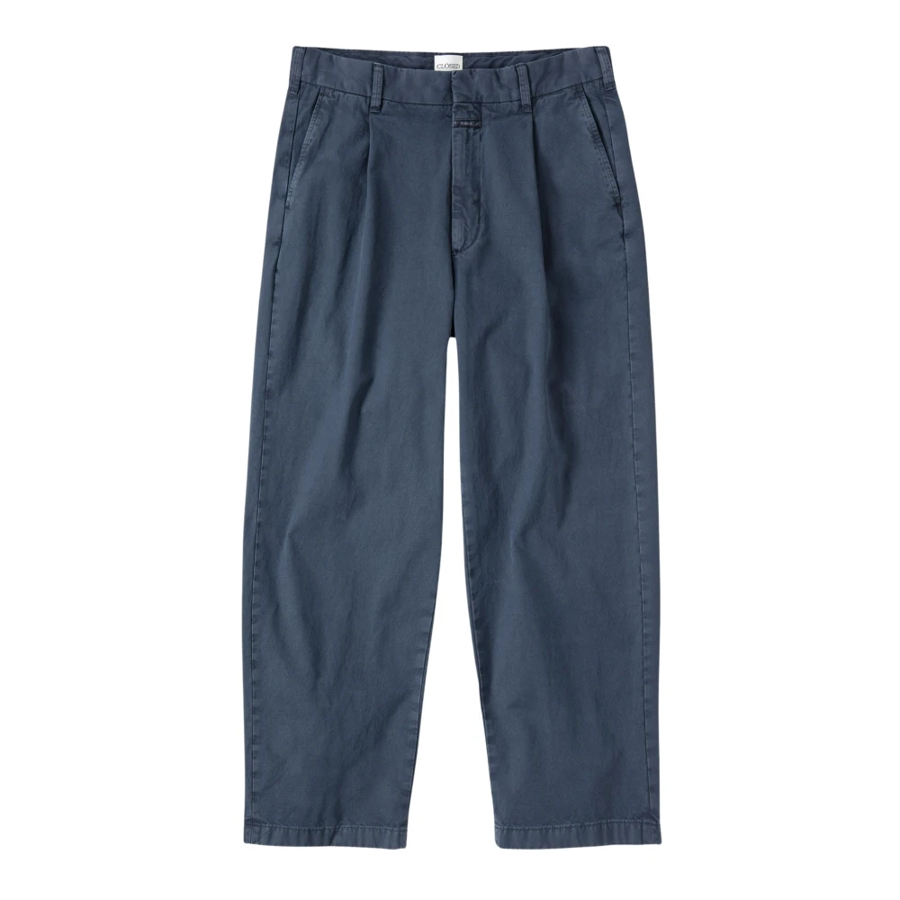 Closed Stone Washed Wide-Leg Broek met Zakken Blue Heren