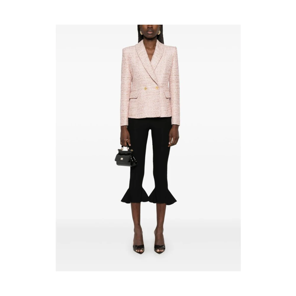 Alessandra Rich Roze double-breasted jas met klepzakken Pink Dames