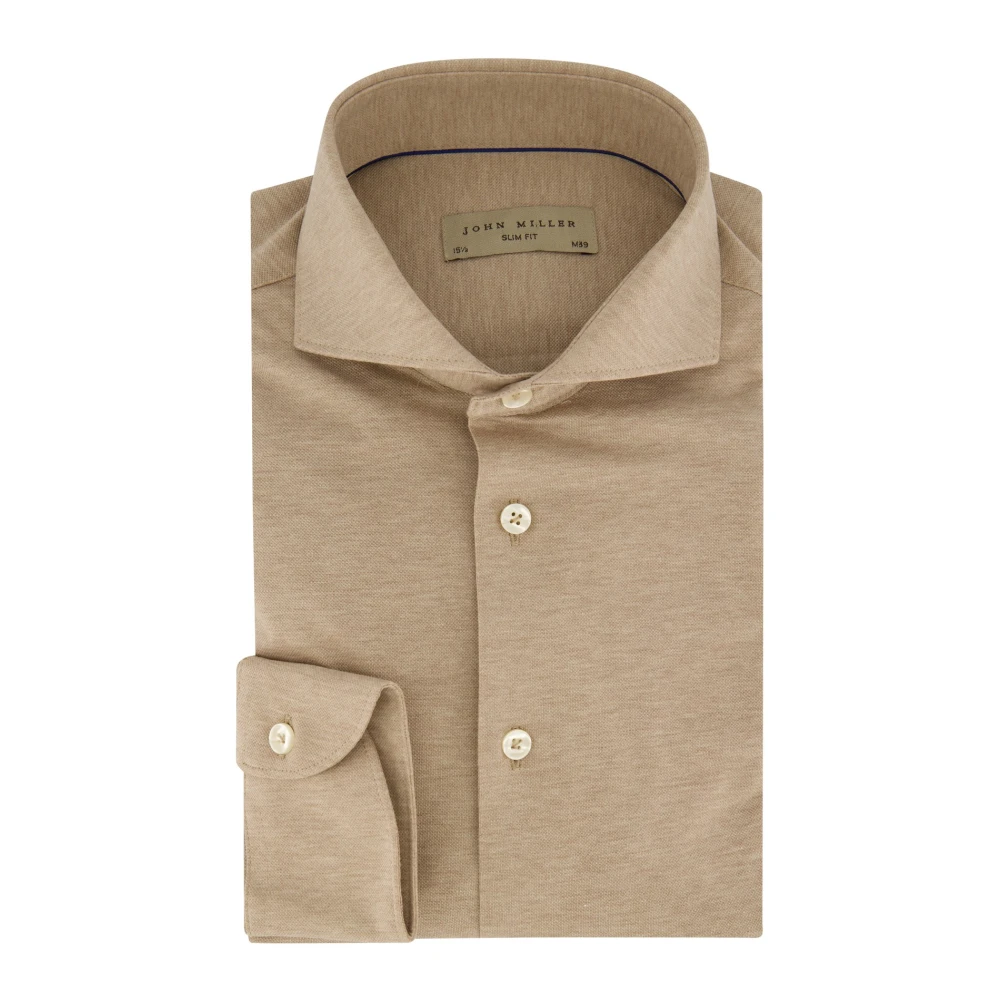 John Miller Slim Fit Business Overhemd Beige Heren