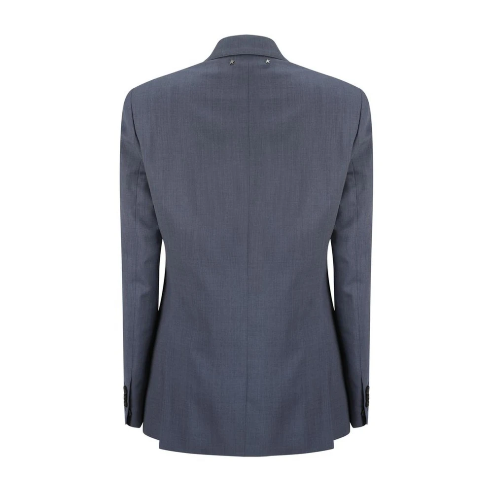 Golden Goose Double-Breasted Wollen Blazer Jas met Peak Revers Blue Dames