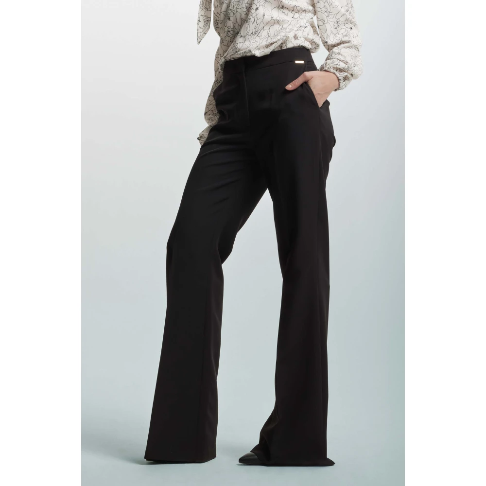 Kocca Elegante broek met hoge taille en plooien Black Dames