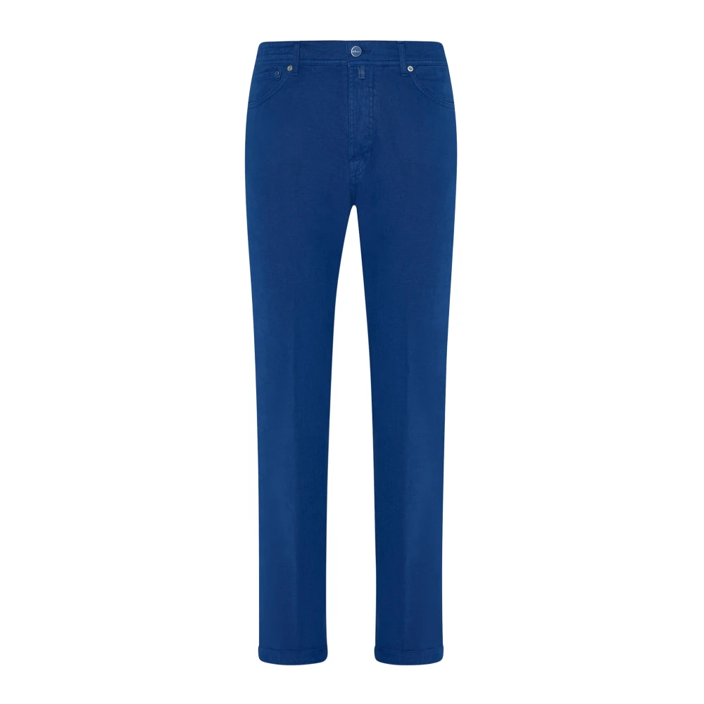 Kiton Slim Fit Katoen Denim Broek Blue Heren
