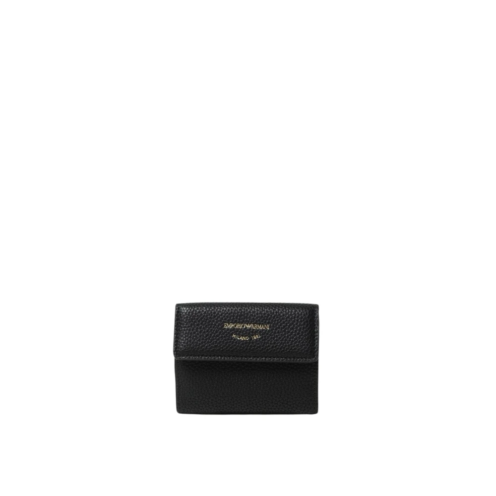 Emporio Armani Women's Black Trifold Leather Wallet