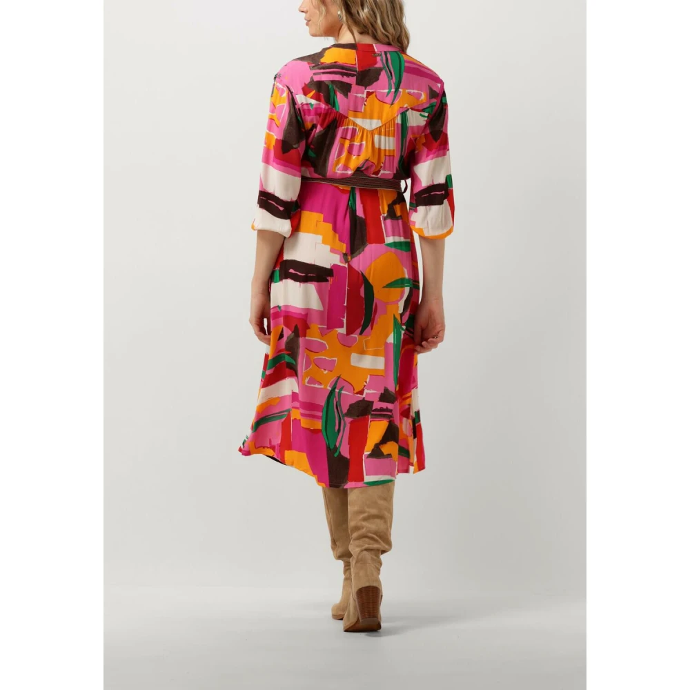 Pom Amsterdam Roze Maxi Jurk Cape Town Stijl Multicolor Dames