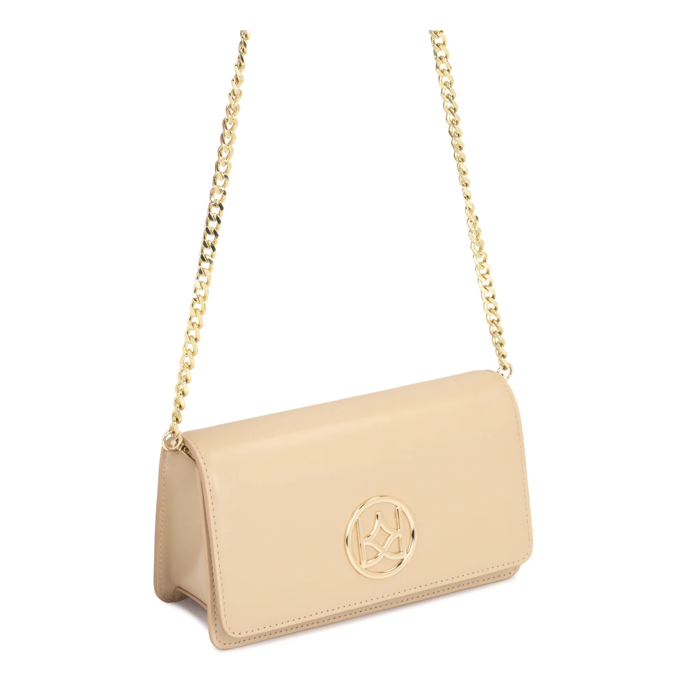 Kazar Leren rechthoekige tas aan een gouden ketting Beige Dames