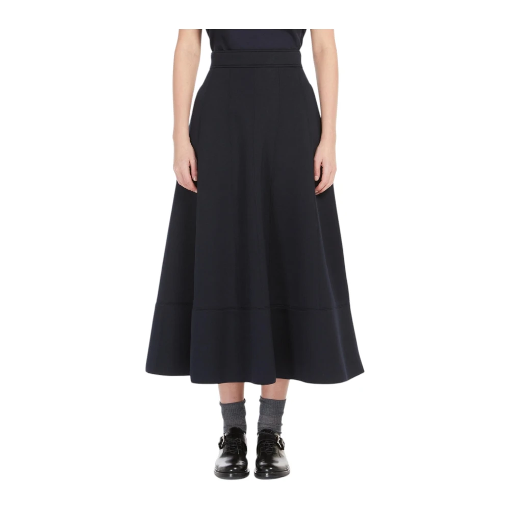 Max Mara Studio Blauwe Gerende Rok met Uitsnijddetails Blue Dames