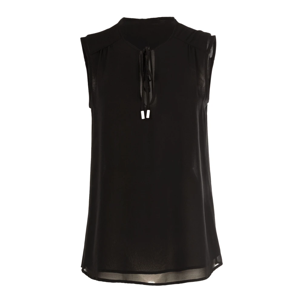 Fracomina Elegante Zwarte Mouwloze Blouse met Strik Black Dames