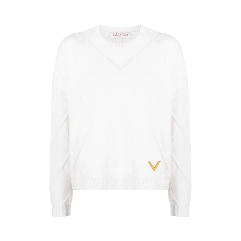 Valentino Round-neck Knitwear White Dames