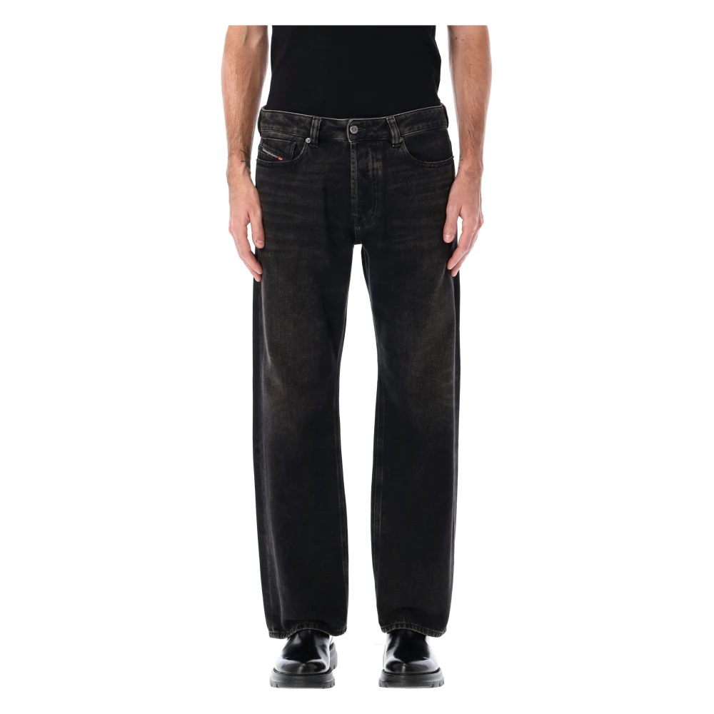 Diesel Zwarte Wassing Rechte Pijp Jeans Black Heren