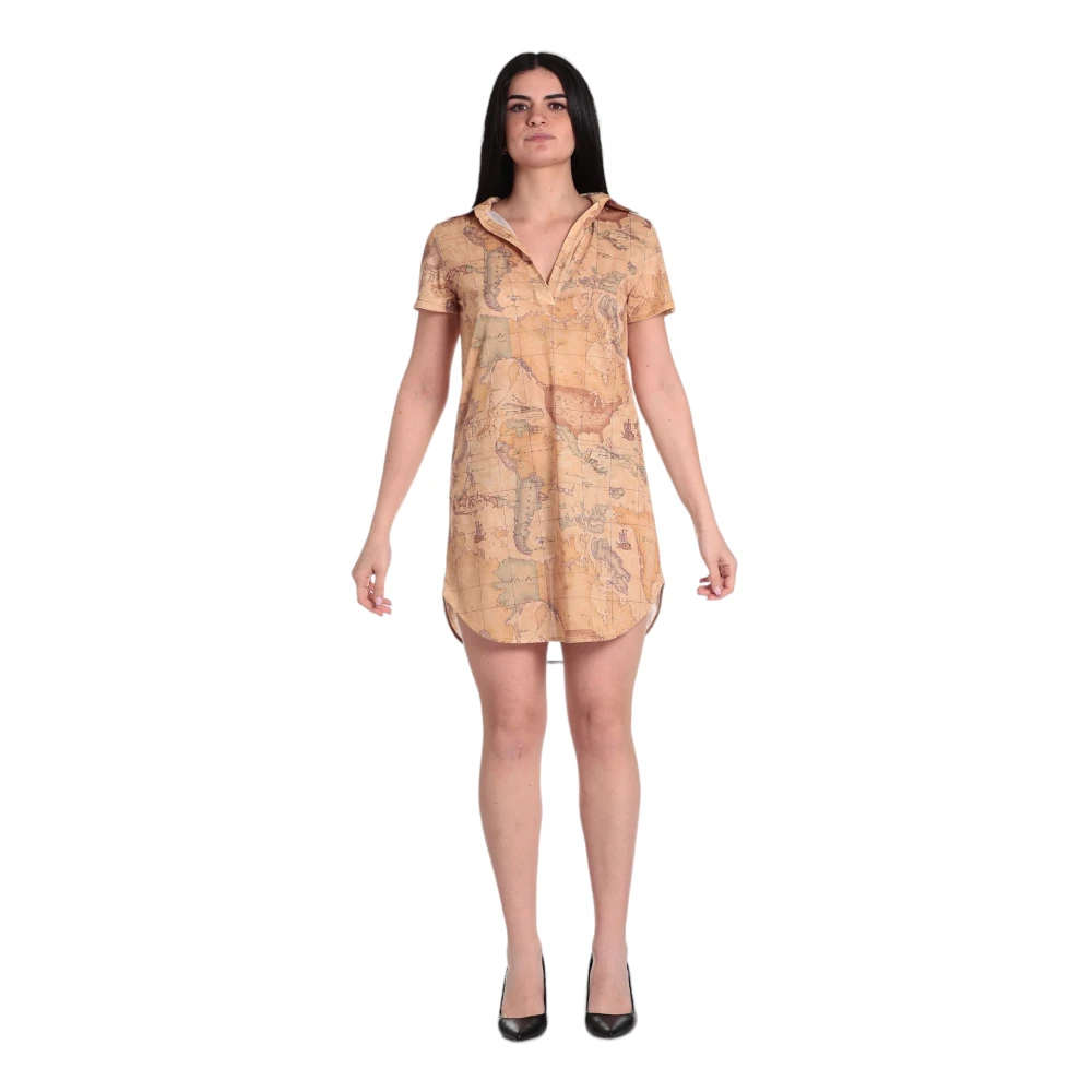 Alviero Martini 1a Classe Natuurlijke Jurk A030 Geo Classic Beige Dames