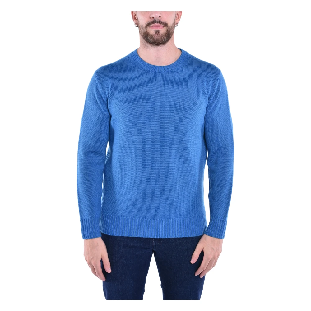 Kangra Uomo Blu Maglione Girocollo In Lana