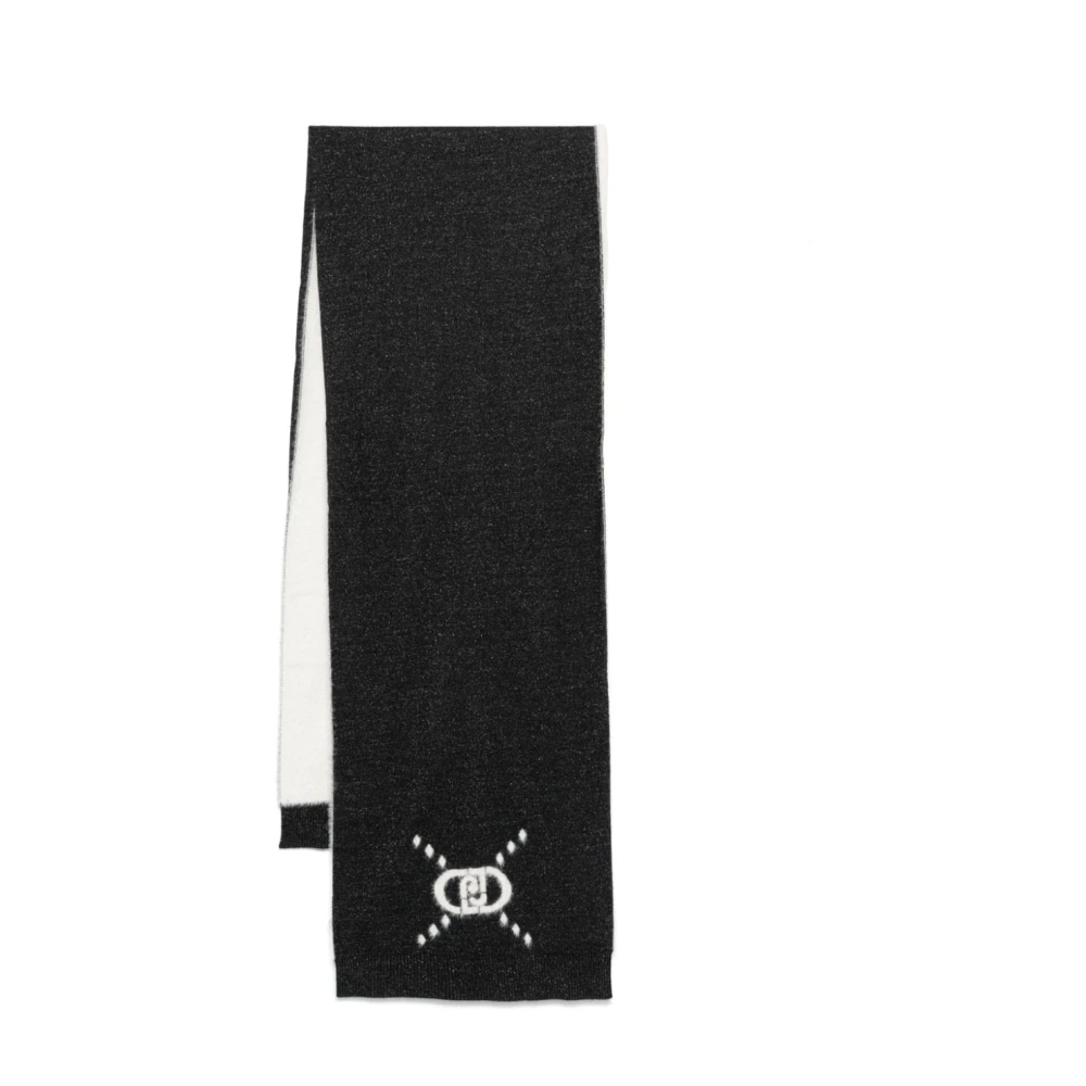 Liu Jo Gebreide Sjaal met Jacquard Logo Motief Black Dames