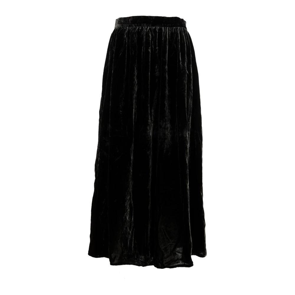 Sun68 Zwarte Velvet Lange Rok Black Dames