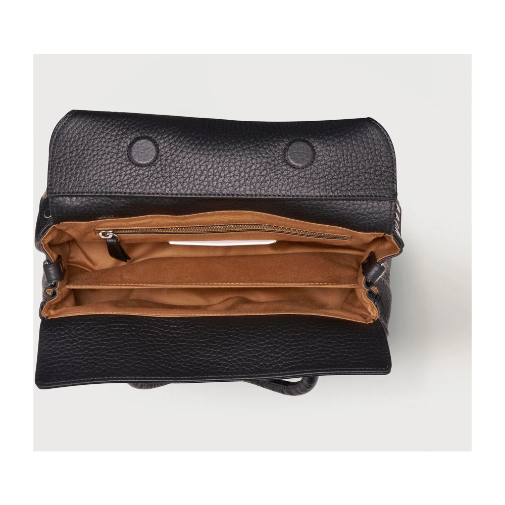Zanellato Veelzijdige leren tas met roll-top sluiting Black Dames