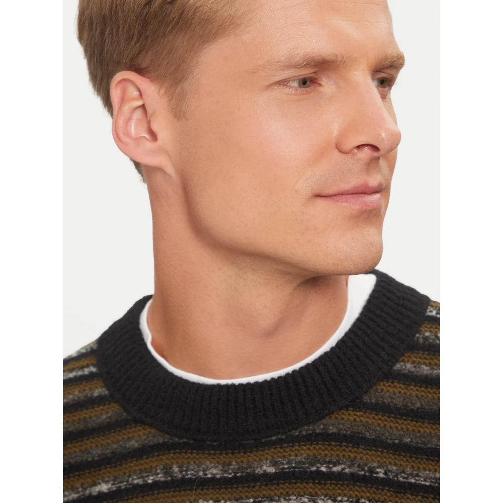 Hugo Boss Gebreide wollen trui Black Heren