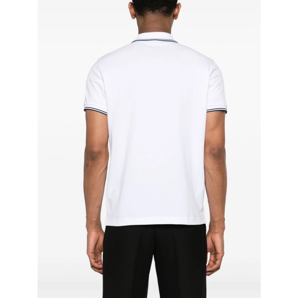 Moncler Wit Logo Patch Polo Shirt White Heren