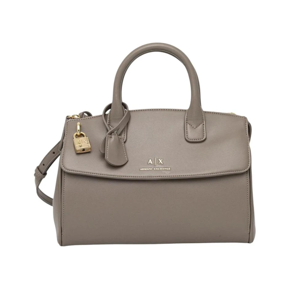 Armani Exchange Women's Beige Handbag With Zip Closure And Shoulder Strap