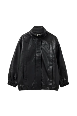 Läder Oversized Bomberjacka