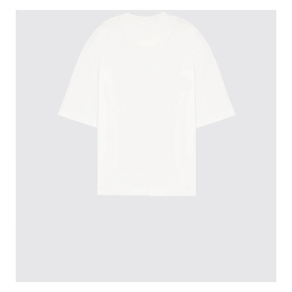 Laneus Boxy Crew Neck T-Shirt met Logo Borduursel White Unisex