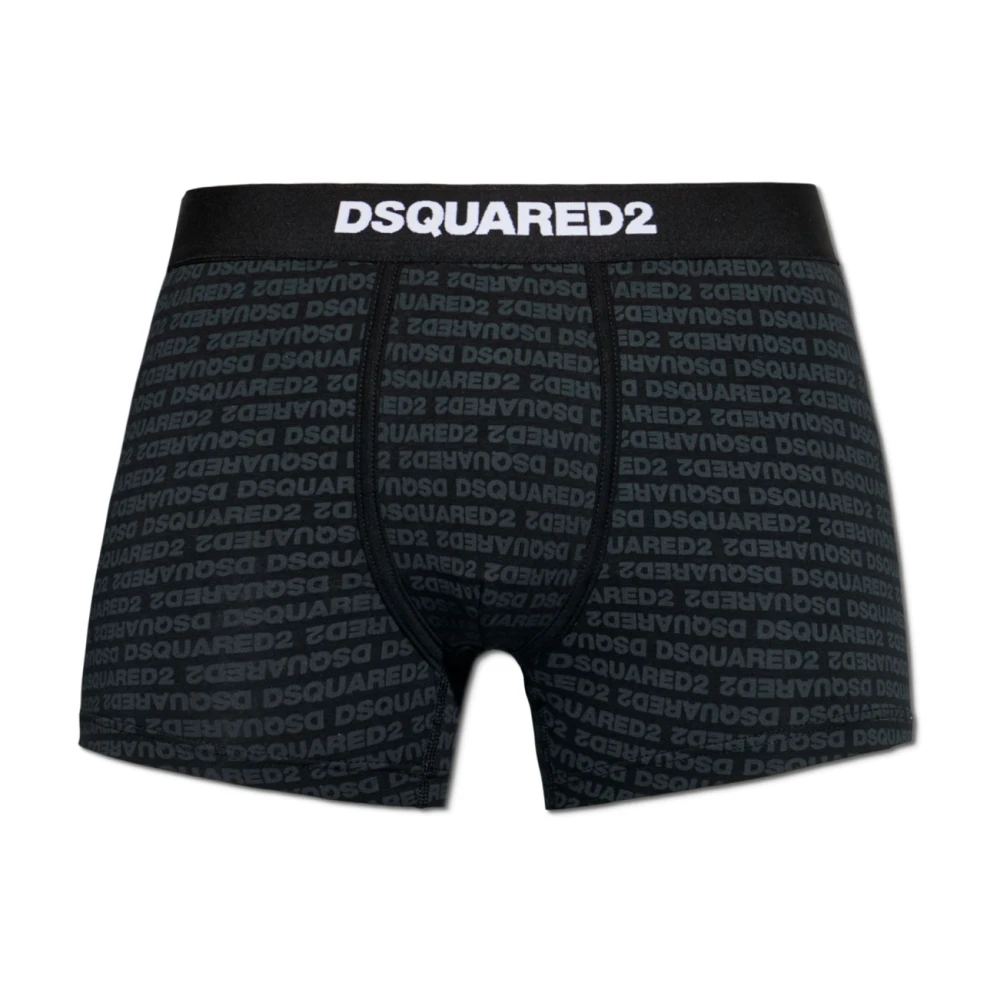 Dsquared2 Uomo Nero - Boxer Briefs In Cotone Con Monogramma - Underwear - S