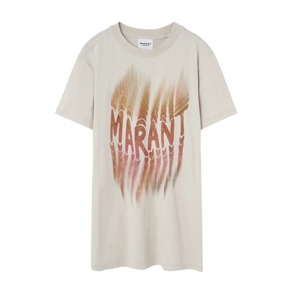 Isabel Marant Étoile Monogram Print Katoenen T-shirt Dames Casual Beige Dames