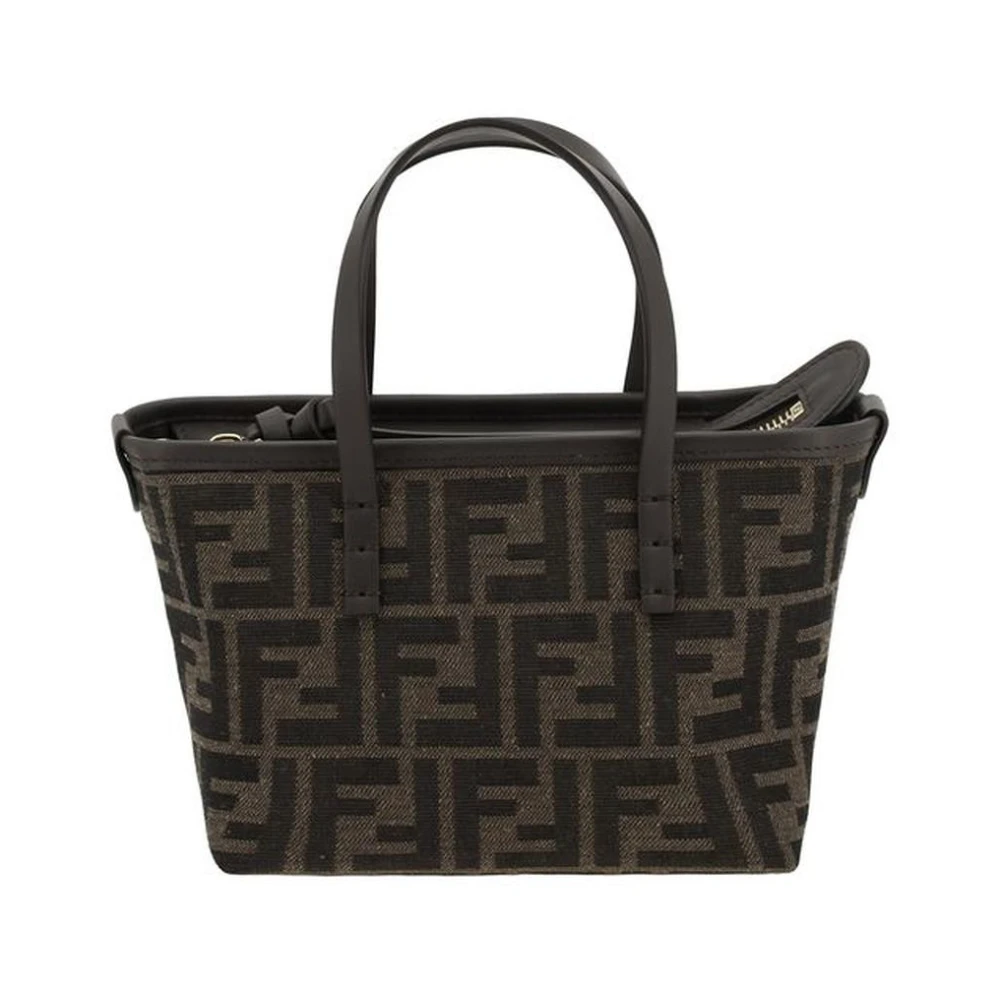 Fendi Iconische Jacquard Mini Handtas met Afneembare Band Brown Dames