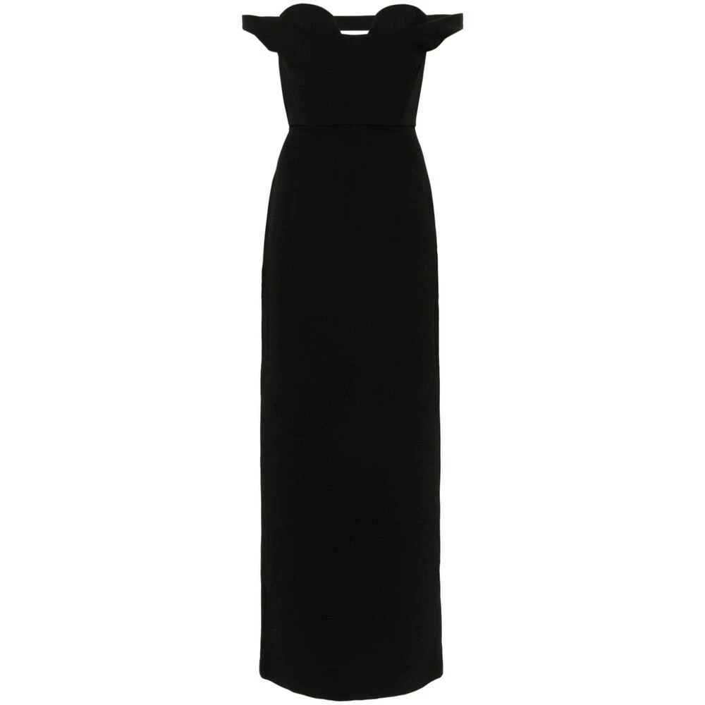 Solace London Zwarte Off-Shoulder Jurk met Sweetheart Hals Black Dames